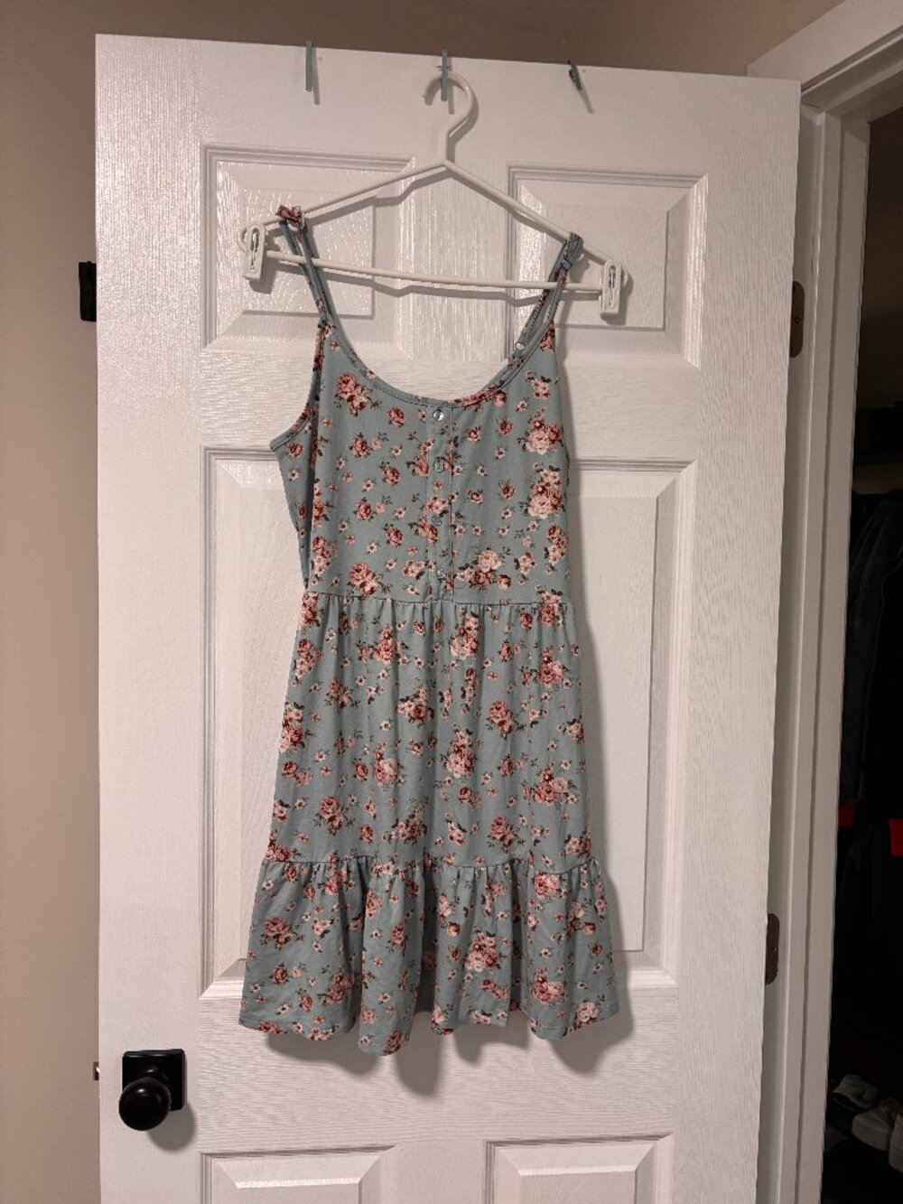 Cottagecore Blue Floral Sundress | Romantic Tiered Summer Dress (Medium)